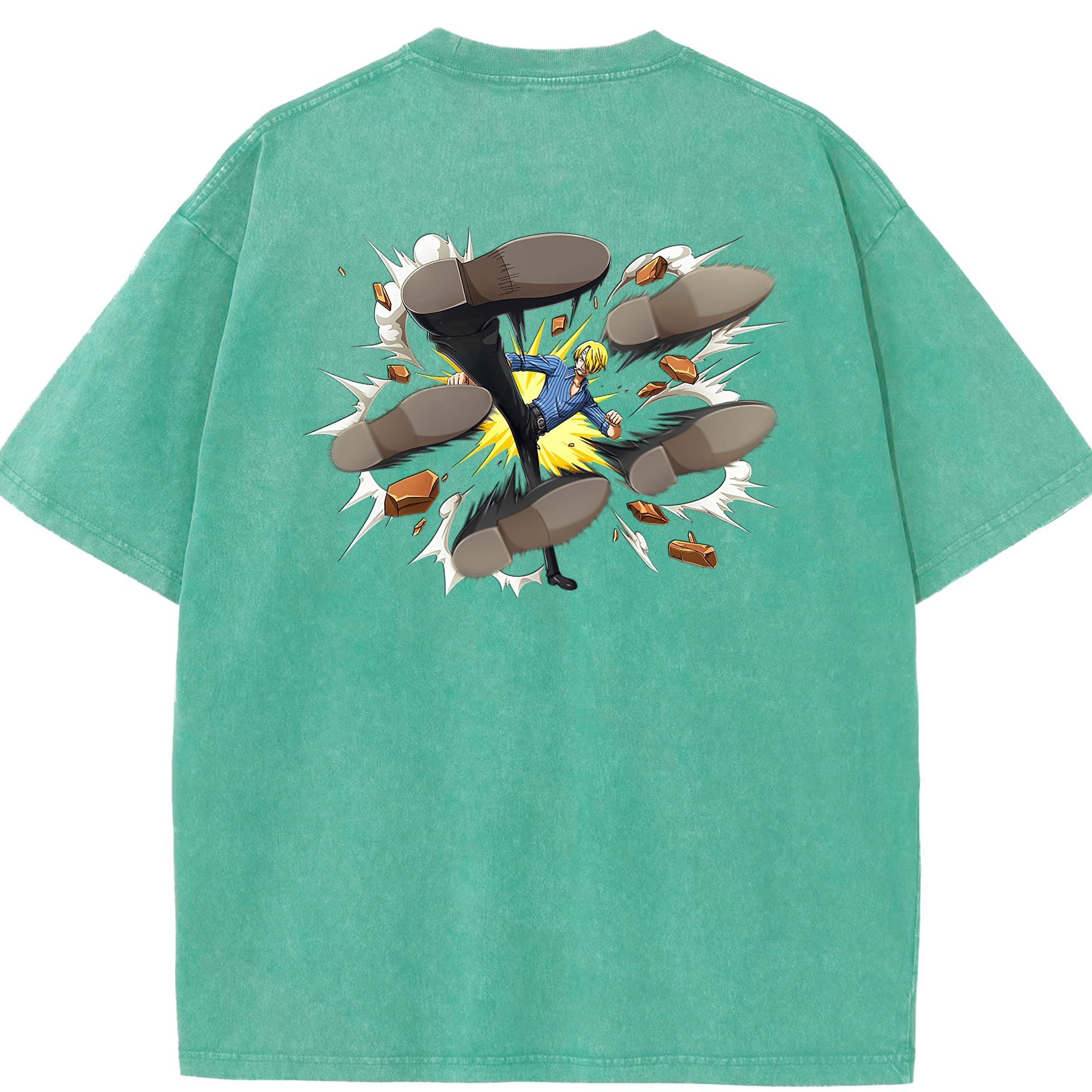 ワンピース サンジ ONE PIECE Sanji 綿100% ヴィンテージ風 半袖Tシャツ（背面プリント）